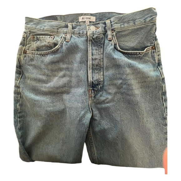 NWT RE/DONE 70s Stove Pipe Button Fly Straight Crop Jeans Medium Blue - Picture 3 of 7
